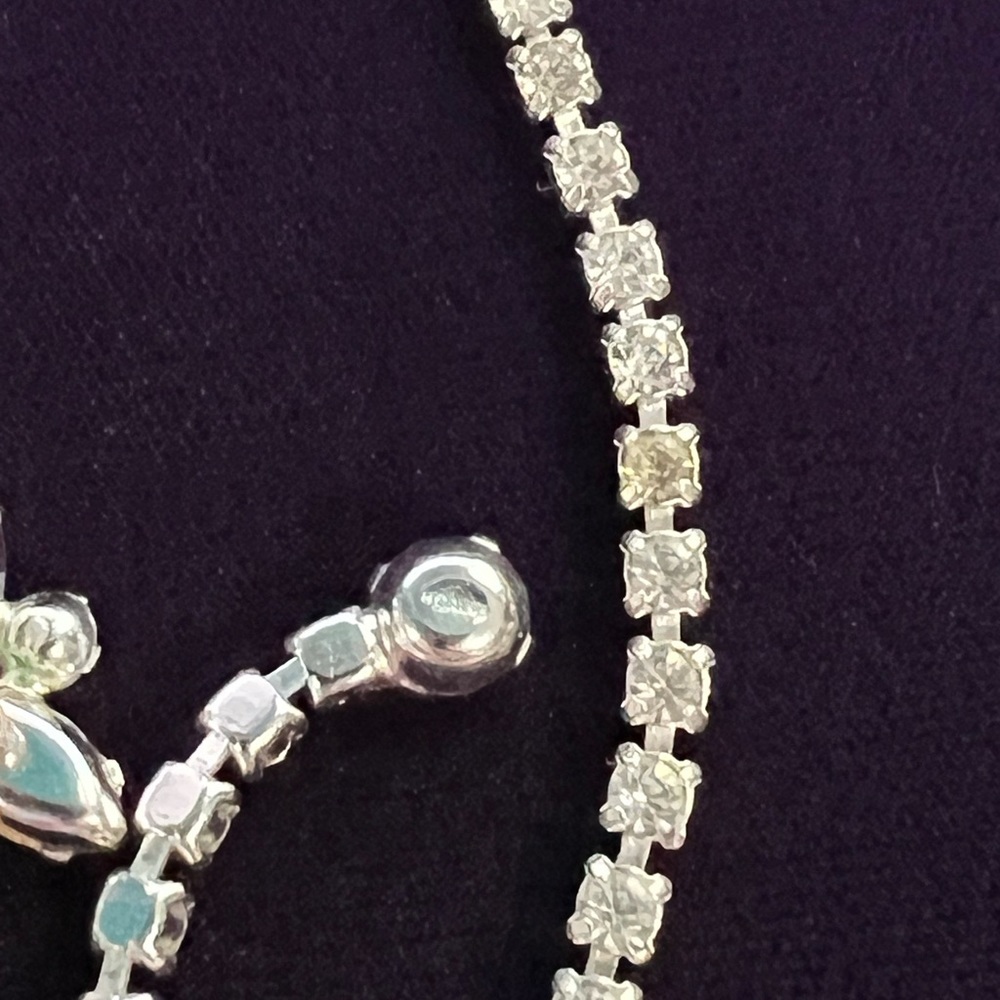 Vintage Signed B David Blue AB Rhinestone Necklace & Earring Set - Picture 4 of 5